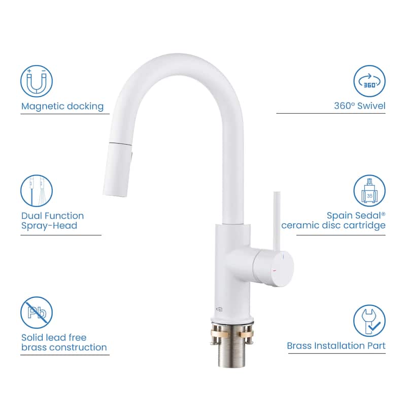 Single-Hole Pull-Down Kitchen Faucet with Sprayer and Magnetic Docking