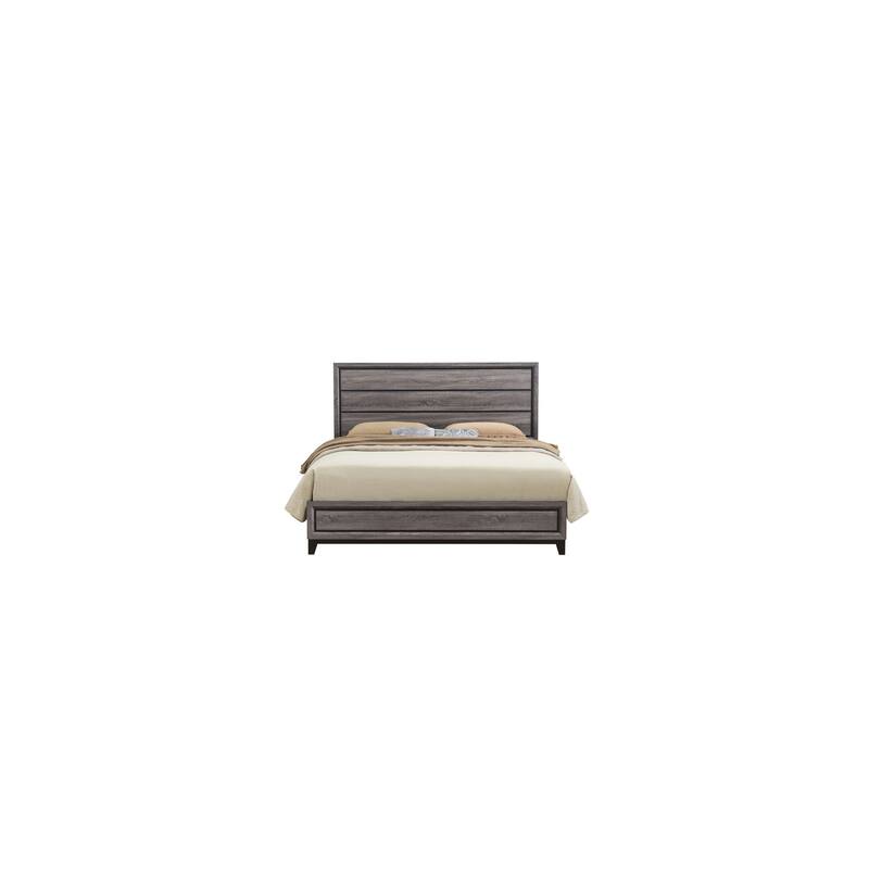 Rustic Full Bed Wood & Veneer Construction Grey Finish Modern Farmhouse Bedroom Furniture