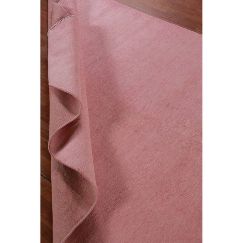 Hand Knotted Oriental 100% Wool Carpet Modern Solid Pink Gabbeh Area Rug - 9' 3'' X 6' 2''