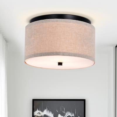 Modern 3-Light Flush Mount Ceiling Light with Fabric Shade for Bedroom