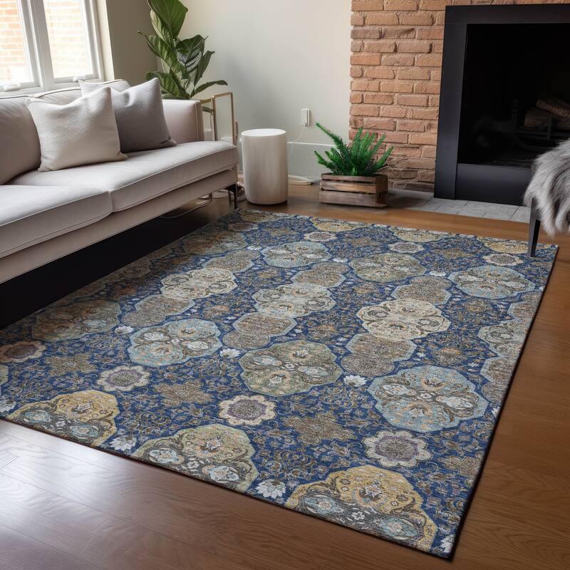 Machine Washable Indoor/ Outdoor Traditional Tracey Chantille Rug