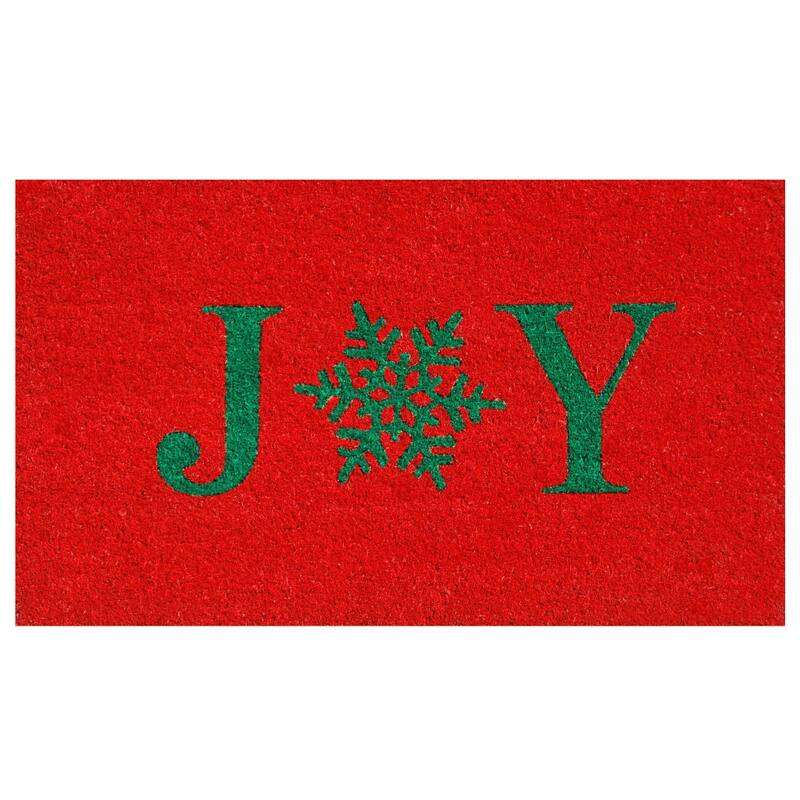 HomeRoots 17" X 29" Red And Green Christmas Outdoor Coir Door Mat - 17.00' X '29.00
