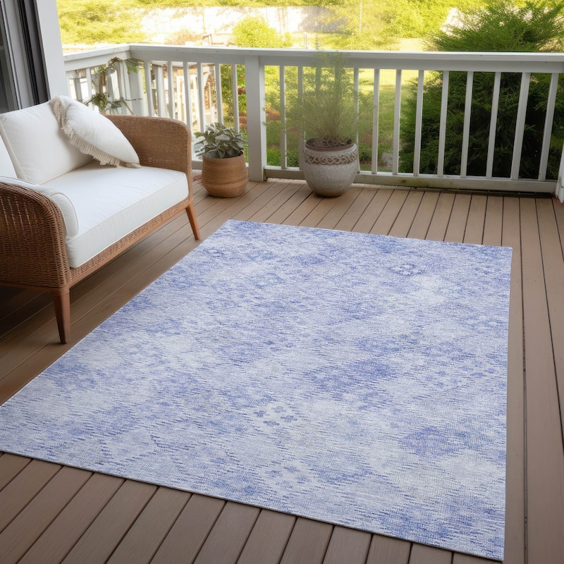 Machine Washable Indoor/ Outdoor Boho Modern Chantille Rug