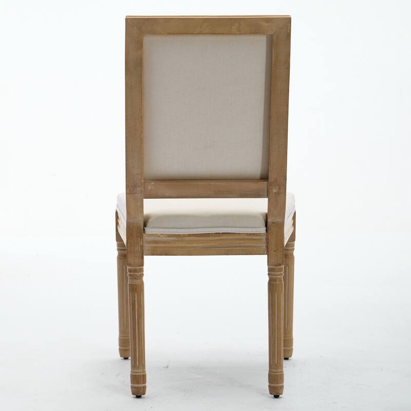 French Style Dining Chairs Set of 2, Mid Century Modern Upholstered Kitchen Chairs, Accent Chairs with Square Backrest