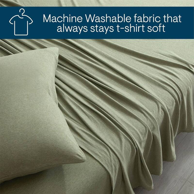 Aeropostale Super Soft Heather Green Jersey Knit Sheet Set All-Season Comfort