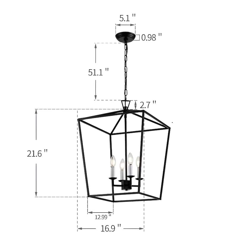 Medieval Ancient Times Open Cage Large Lantern Iron Lantern Pendant Lamp - N/A