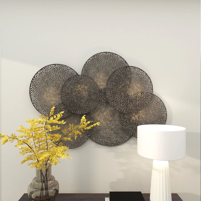Black Metal Geometric Overlapping Perforated Plate Home Wall Decor