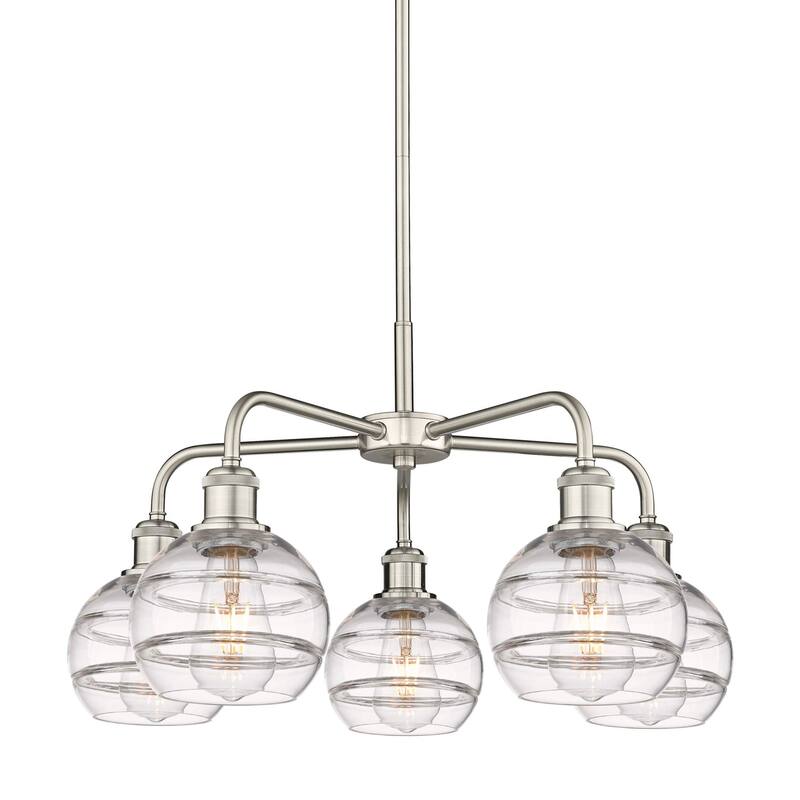 Innovations Lighting 516-5CR-14-24 Rochester Chandelier Rochester 5 - Satin Nickel / Clear