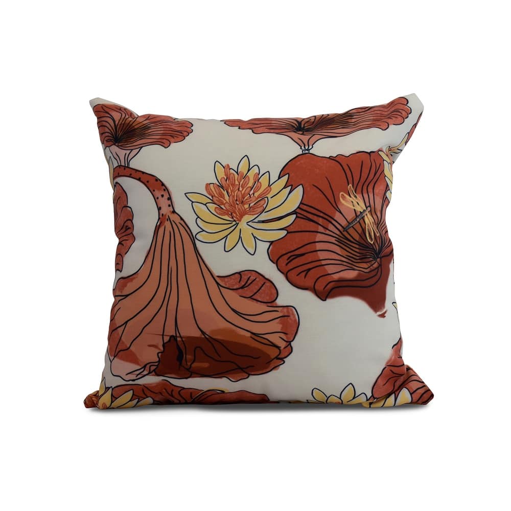 18 x 18 Inch Lotokoi Floral Print Outdoor Pillow