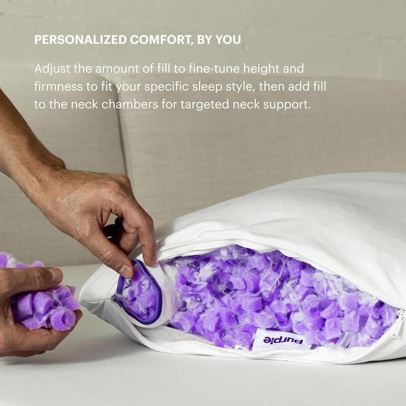 Purple - Freeform Modern Adjustable Pillow with Honeycomb GelFlex® Grid and MicroFlex™ Moon Foam Support - White