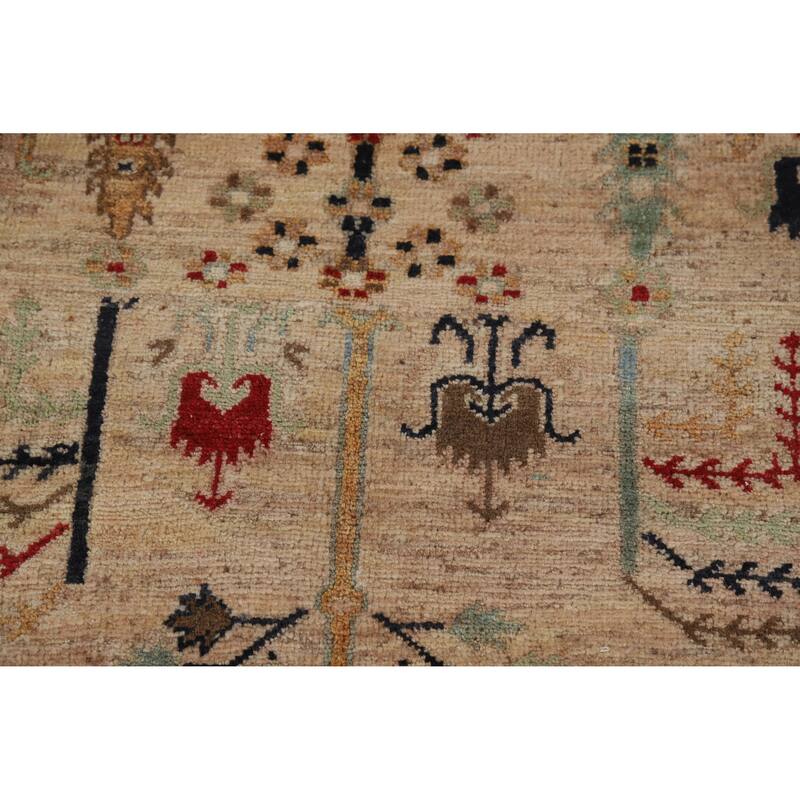 Hand Knotted Oriental 100% Wool Carpet Traditional All-Over Multi-Colored Ziegler Area Rug - 9' 8'' X 6' 3''