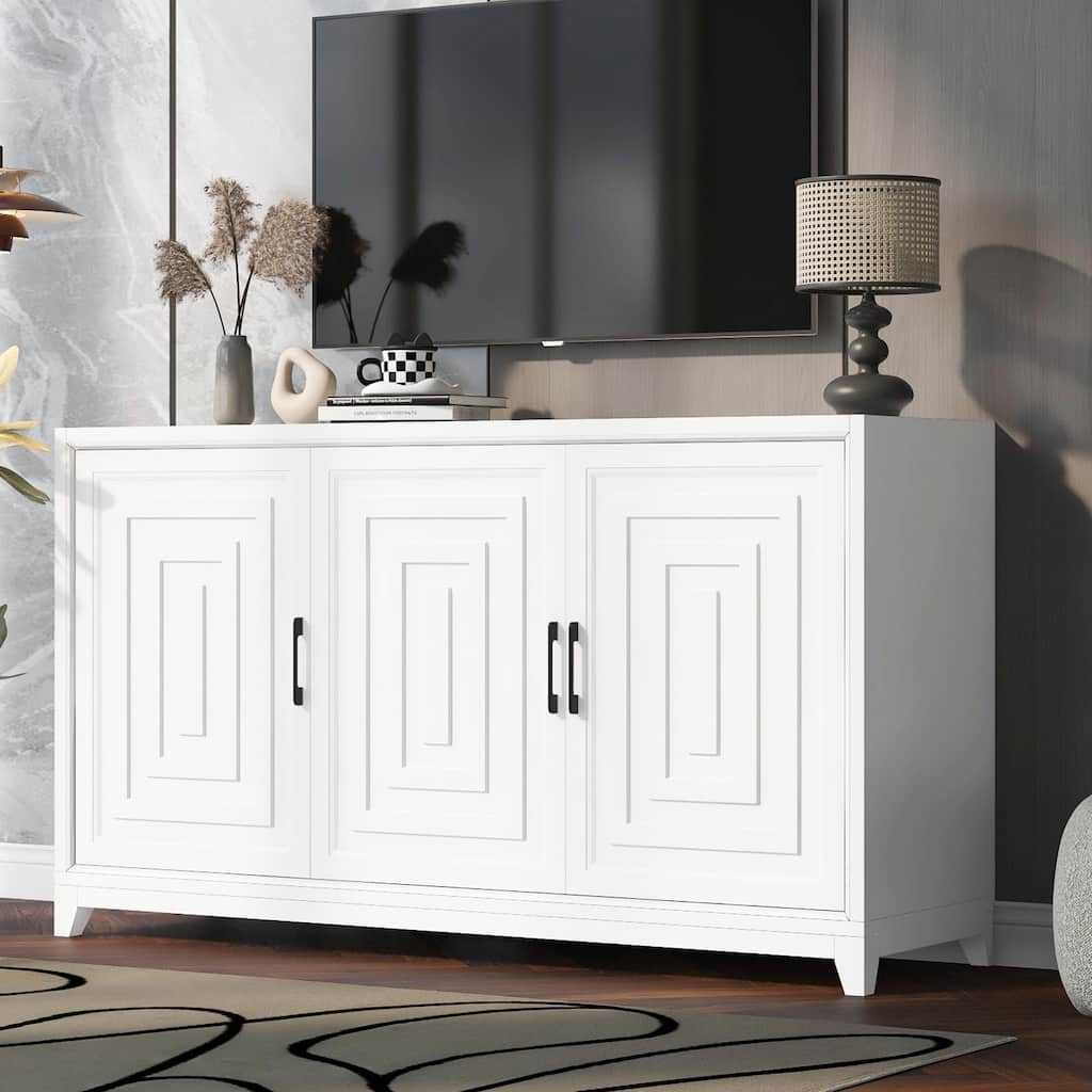 Modern Entertainment Center Media Console Cabinet with 2 Spacious Storage Spaces