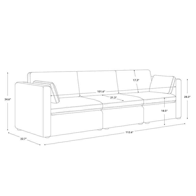 Mia Oversized Modular Sectional Fabric Sofa
