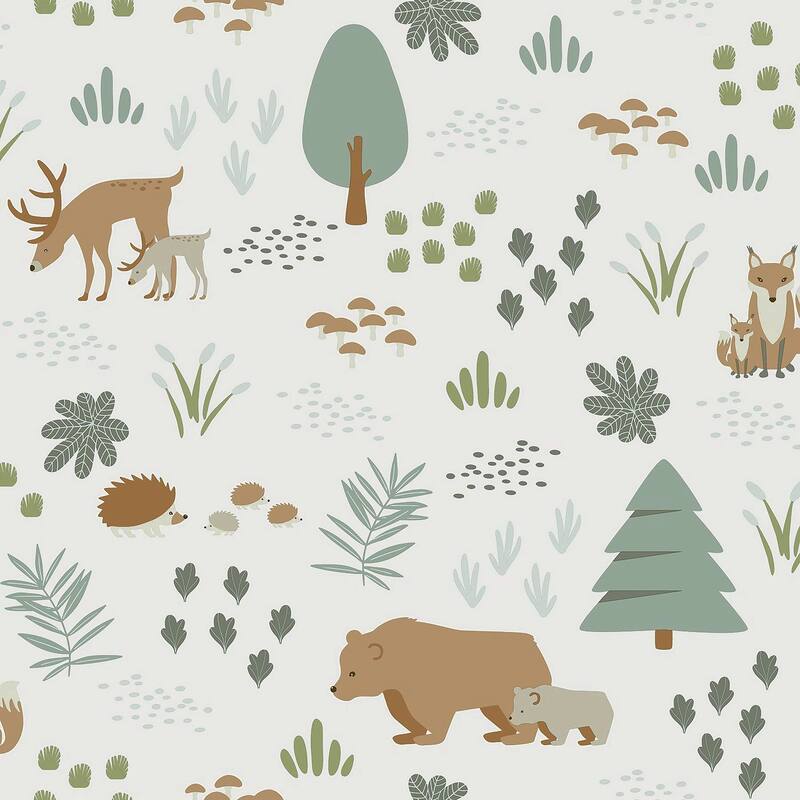 Chesapeake Finola Moss Bears Wallpaper - 20.9 x 396 x 0.025