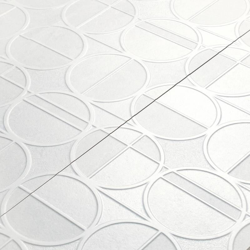 Imprint 16x48 in. Soft Cloud White Matte Ceramic Concentric Circle Large Wall Tile (15.5 sq ft/case, 3-Pack)