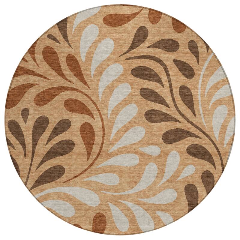 Machine Washable Indoor/ Outdoor Floral Arabesque Chantille Rug