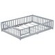 preview thumbnail 42 of 43, White Full Size Wooden Floor Bed with Fence & Door, Rubber, Safety Guardrails