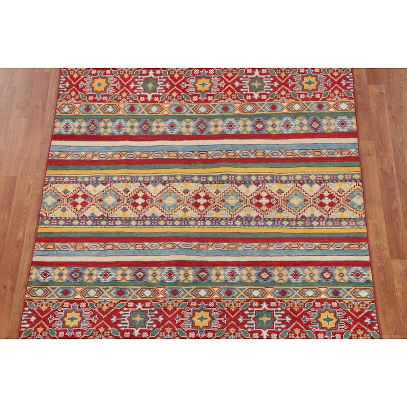 Kazak Oriental Area Rug Hand-Knotted Bedroom Wool Carpet - 5'1" x 6'6"