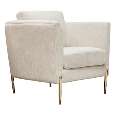 Meny Modern Accent Armchair, Light Cream Textured Fabric, Gold Metal