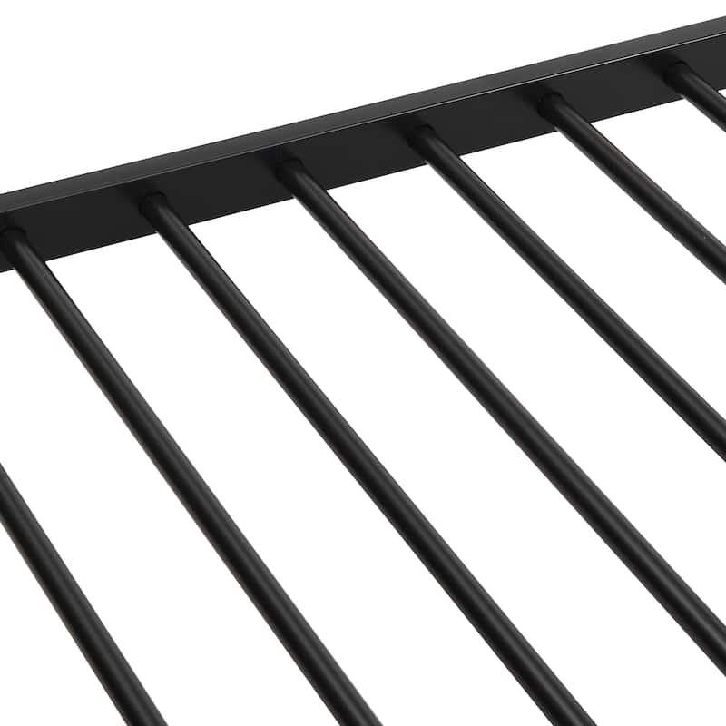 Black Full over Full Metal Bunk Bed with Trundle, No Box Spring Needed