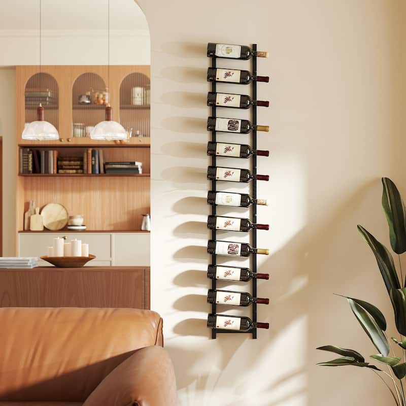 Gymax 12 Bottles Wall Mounted Wine Rack Metal Wine Display Holder