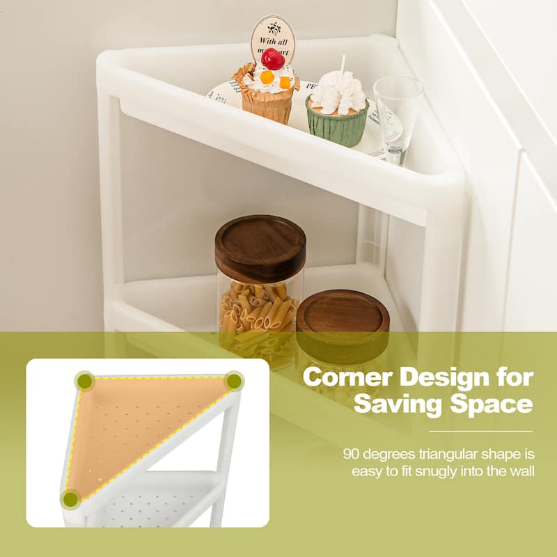 Gymax 2PCS 3 Tier Detachable Floor Corner Shower Shelf Counter Corner