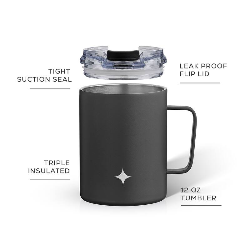 JoyJolt Vacuum Insulated Stainless Steel Tumbler Mug with Lid & Handle - 12 oz - 12 oz