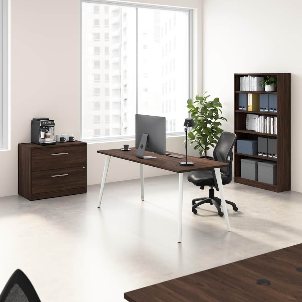 Bush Business Furniture Vista 72W Desk with File Cabinet, Bookcase