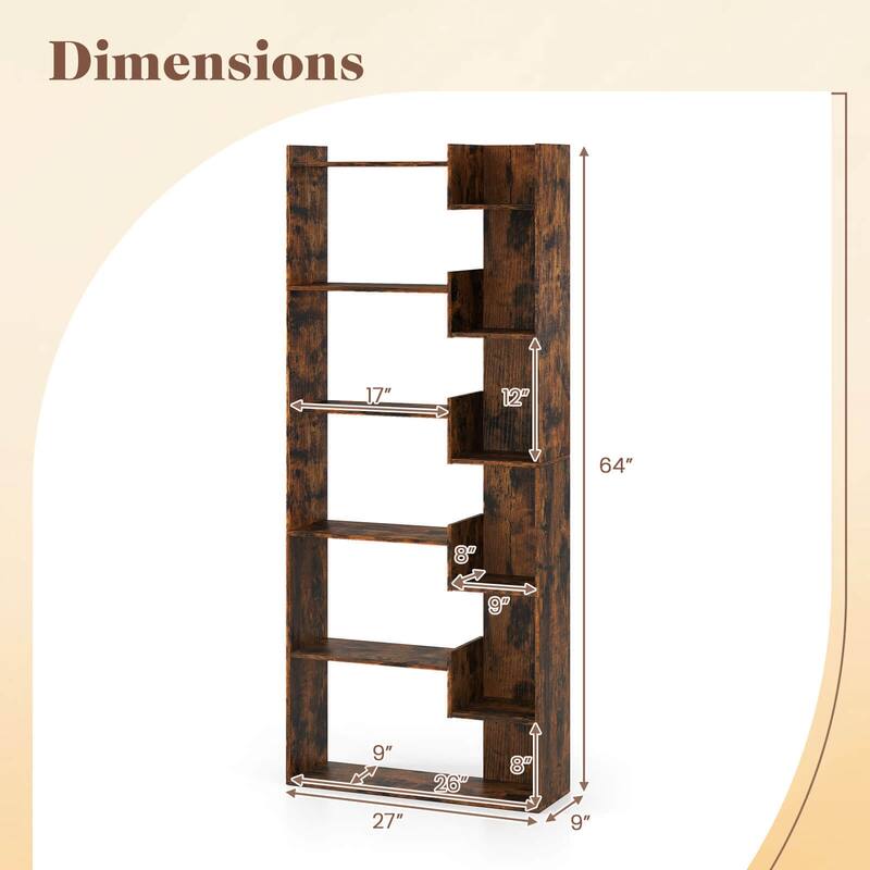 Costway 1/2 PCS 6-tier Bookshelf Tall Display Shelf with 11 Open - See Details