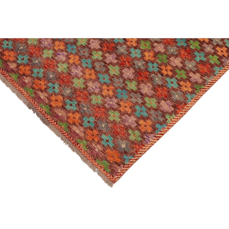 Contemporary Balochi Brown Brown/Rust Hand Knotted Wool Rug - 3'3'' x 4'11''