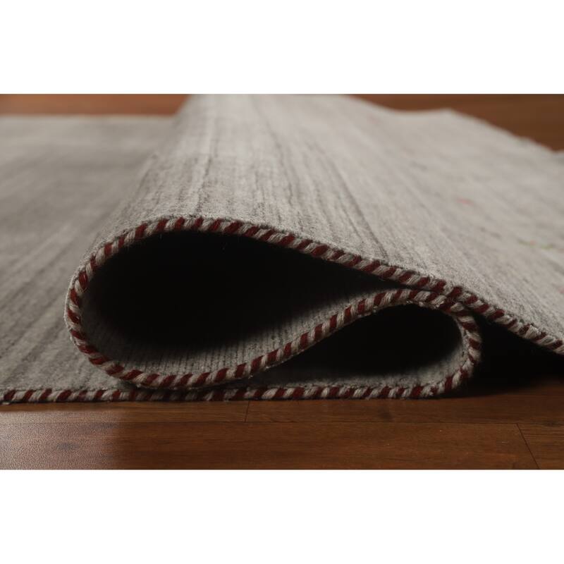 Hand Knotted Oriental 100% Wool Carpet Tribal Animal Pictorial Greys & Charcoal Gabbeh Area Rug - 9' 11'' X 7' 9''