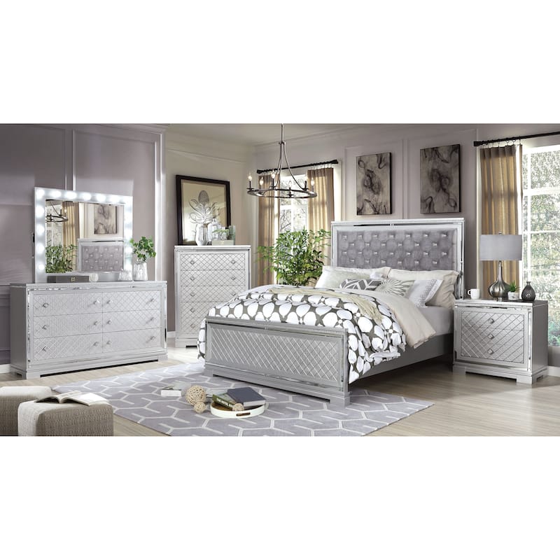Seleena Glam Silver Solid Wood 5-Drawer Chest by Furniture of America