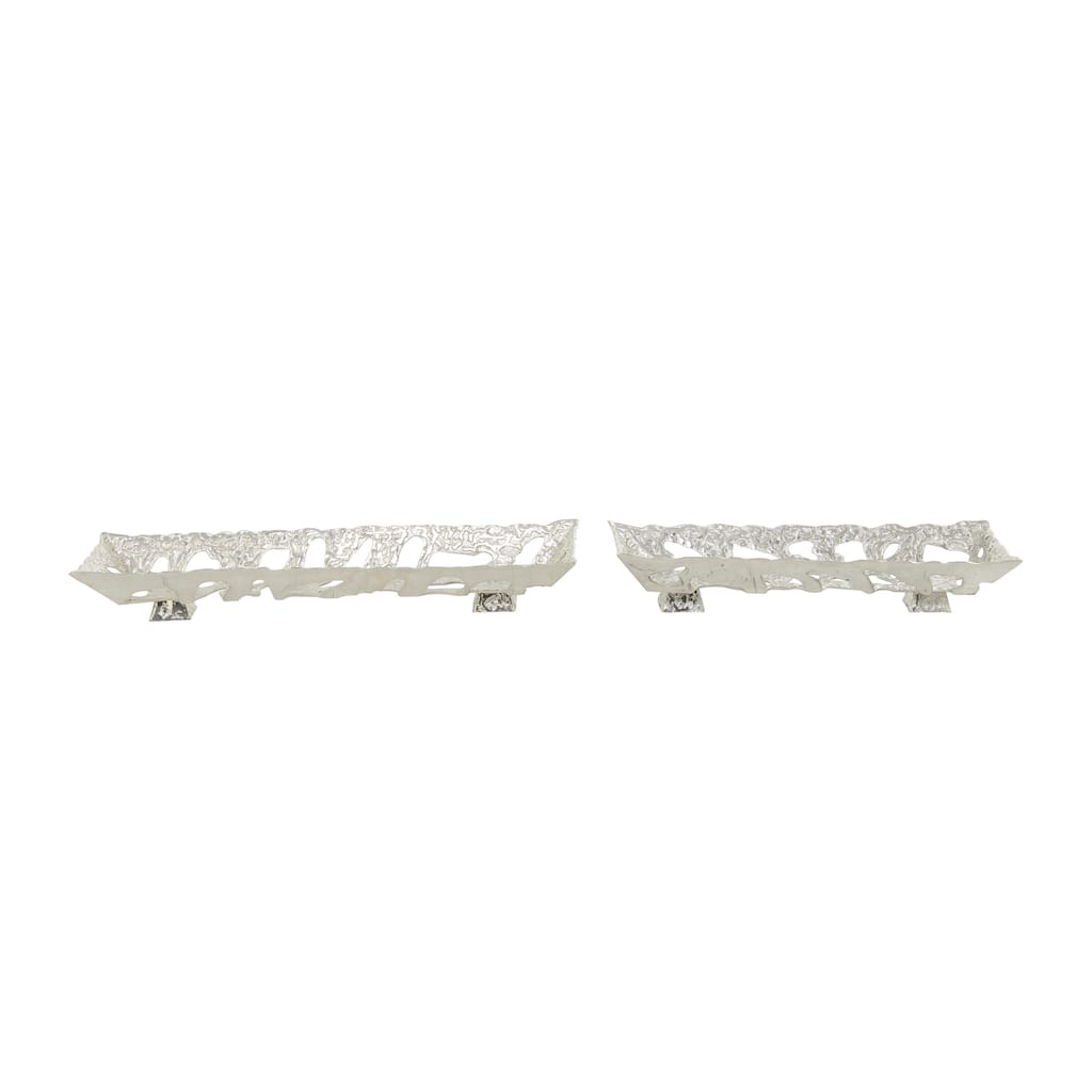 Aluminum Metal Living Room Decor Tray - Set of 2 Silver or Gold - Roche River Decor