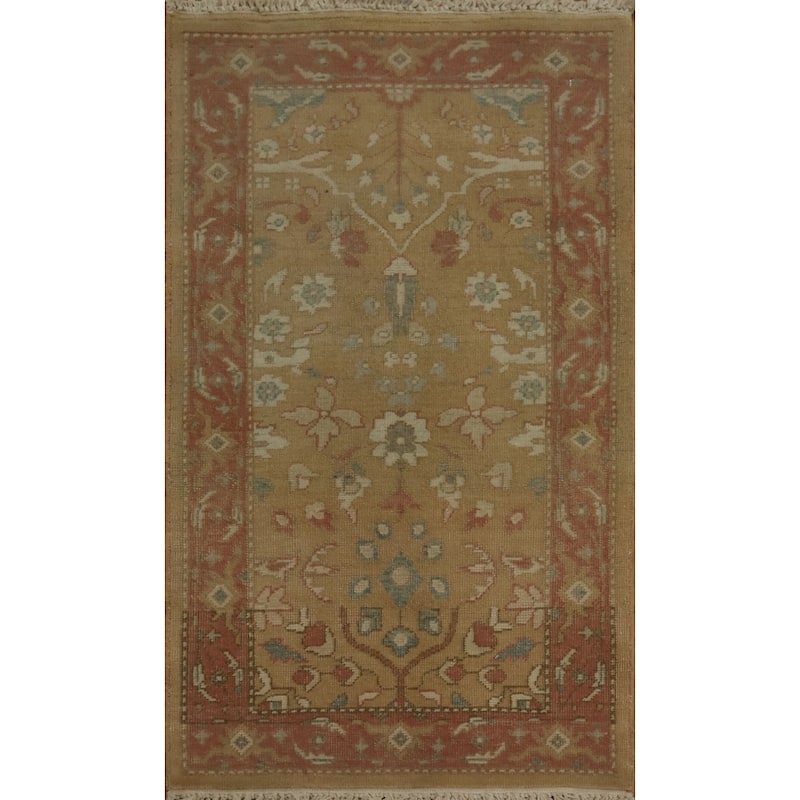 Hand Knotted Oriental 100% Wool Carpet Traditional All-Over Brown Ziegler Area Rug - 3' 10'' X 1' 11''