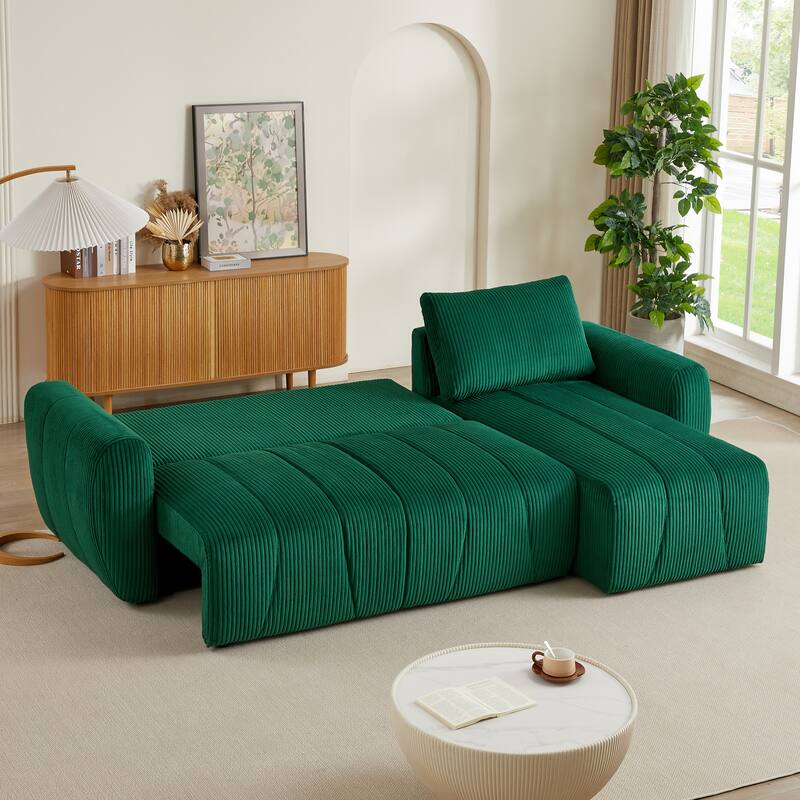 105.2" Corduroy L-Shaped Sectional Sofa with Storage