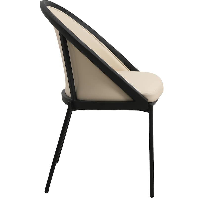 Vinyl Dining Chair with Curved Back and Stainless Steel Legs Set of 4