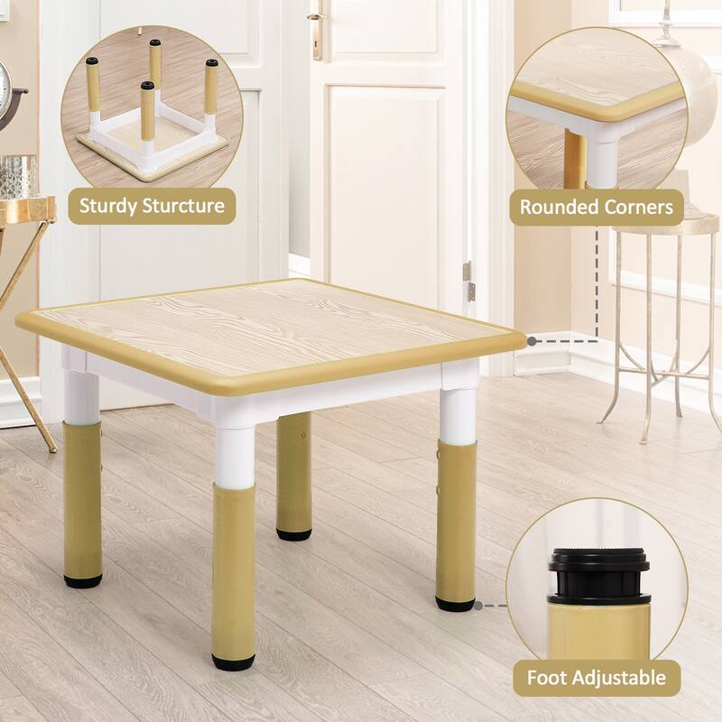 Kids Table and 4Chairs Set-Height Adjustable Desk