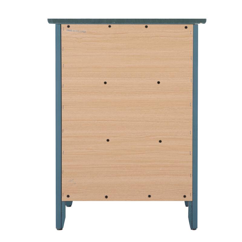 3 Drawer Teal Nightstand, 25 Inch Modern Minimalist Bedside Table with Real Wood Veneers
