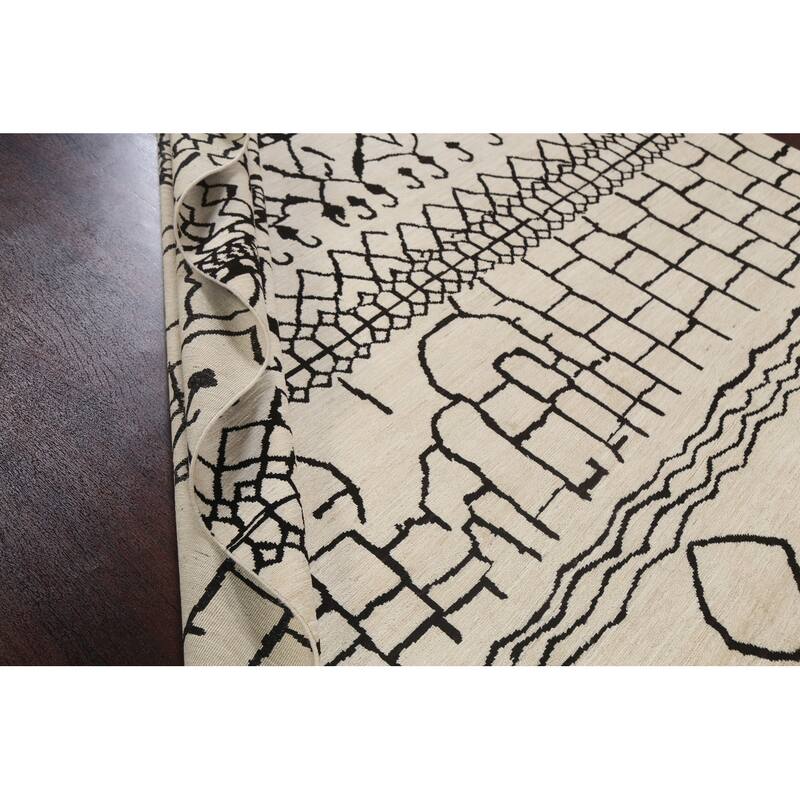 Vegetable Dye Moroccan Contemporary Area Rug Hand-knotted Wool Carpet - 8'1" x 9'9"