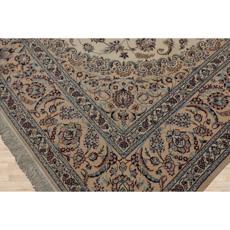 7x10 Hand Knotted Wool Ivory Nain Traditional Rug - 7' x 10'