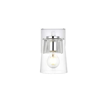 Kelly 1 Light Black and Clear Bath Sconce