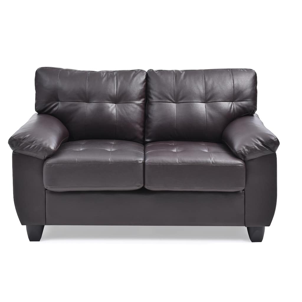 Flared Arm Faux Leather Tufted Straight Sofa - 57" - Brown