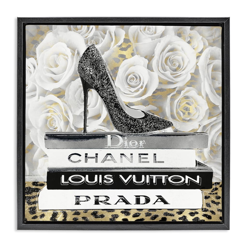 Stupell Glam Heel on Roses Framed Floater Canvas Wall Art Design By Madeline Blake