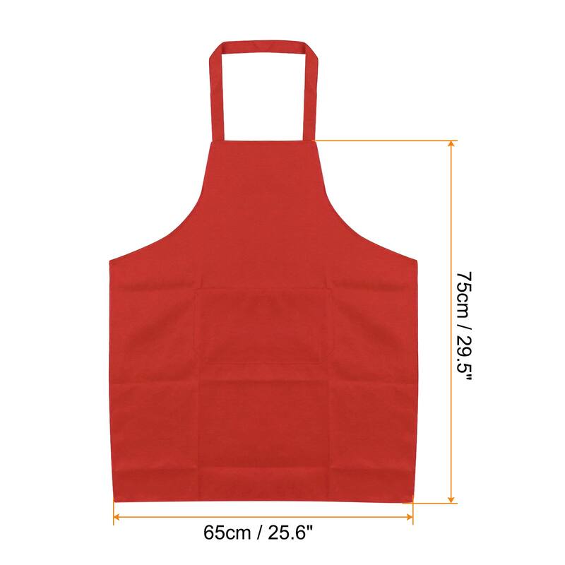 3pcs Kitchen Cooking Aprons 75x65cm Polyester Art Apron - 75cmx65cm - Red