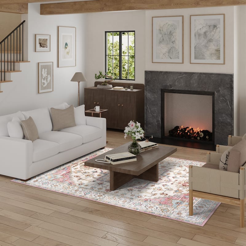 Licensed HGTV Everyday Chic Soft Flannel Zero Pile Printed Non-Slip Washable Indoor Area Rug