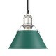preview thumbnail 1 of 1, Yep by Golden Lighting Orwell 1-light 8in Pendant in Pewter and Pine Green shade - Small Pendant - 7"