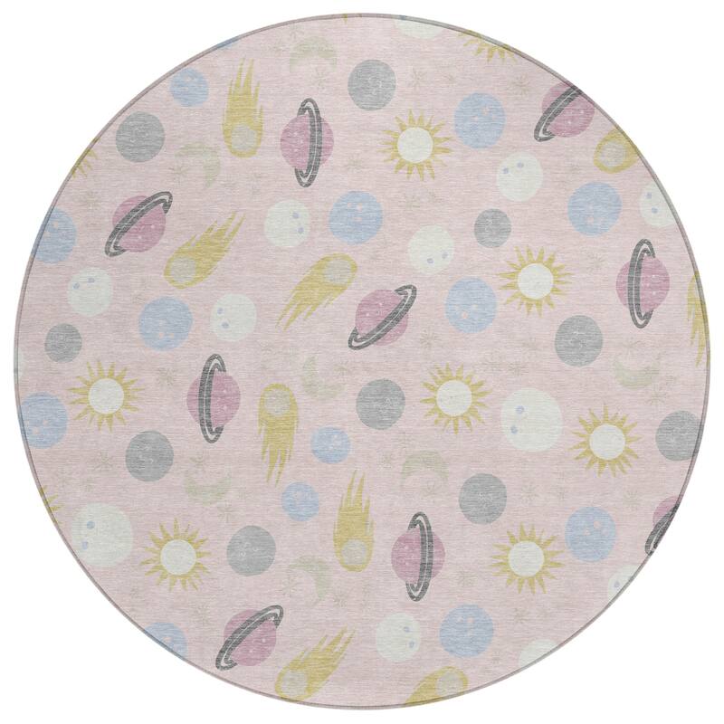 Machine Washable Indoor/ Outdoor Planets Comets Chantille Rug