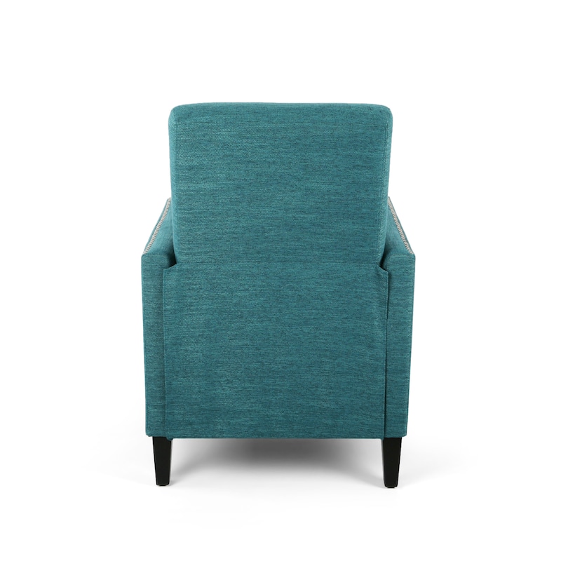Mid Century Accent Chair Pushback Recliner Chair with Side Pocket, Fabric Reading Chair Push Back Recliner with Nailhead Trim