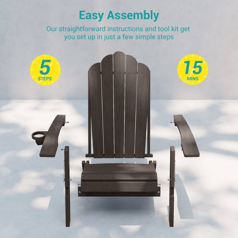 Foldable HDPE Adirondack Chair All-Weather W/ Cup Holder