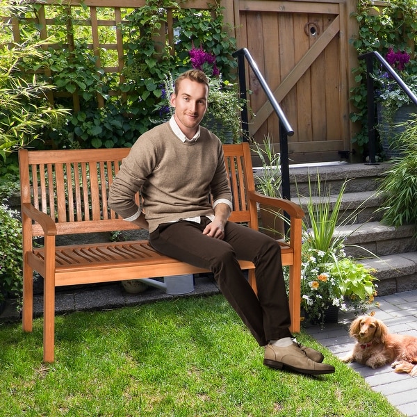 Two Person Solid Wood Garden Bench Loveseat Chair Bed Bath